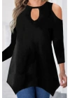 Kadın Uzun Kollu Omuz Ve Göğüs Dekolte Detay Viskon Bluz