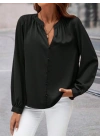 Kadın Uzun Kollu önden Düğmeli Hakim Yaka Ithal Krep Bluz