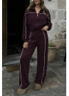 Kadın Uzun Kollu önden Fermuarlı Bluz Ve Pantolon Modal Ikili Takım