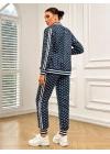 Kadın Uzun Kollu önden Fermuarlı Desenli Iki Iplik Bluz Ve Pantolon Ikili Takım