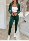 Kadın Uzun Kollu önden Fermuarlı Kadife Bluz Ve Pantolon Ikili Takım