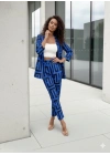 Kadın Uzun Kollu önü Açık Desenli Iki Iplik Ceket Ve Pantolon Ikili Takım