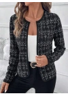 Kadın Uzun Kollu önü Açık şanel Kısa Ceket