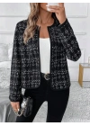 Kadın Uzun Kollu önü Açık şanel Kısa Ceket