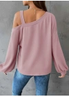 Kadın Uzun Kollu Tek Omuz Askı Detay Salaş Dalgıç Bluz