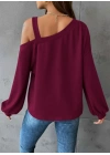 Kadın Uzun Kollu Tek Omuz Askı Detay Salaş Dalgıç Bluz
