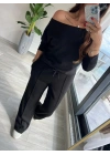 Kadın Uzun Kollu Tek Omuzdan Açık Modal Bluz Ve Pantolon Ikili Takım