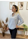 Kadın Uzun Kollu V Hakim Yaka çok Renkli Dokuma Bluz