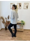 Kadın Uzun Kollu V Hakim Yaka çok Renkli Dokuma Bluz
