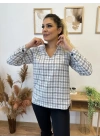 Kadın Uzun Kollu V Hakim Yaka çok Renkli Dokuma Bluz