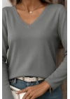 Kadın Uzun Kollu V Yaka Triko Bluz