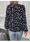 Kadın Uzun Kollu V Yakalı çiçek Desenli Modal Bluz