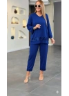 Kadın Uzun Kollu V Yakalı Pulpayet Viskon Iki Iplik Bluz Ve Pantolon Takım
