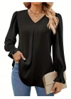 Kadın Uzun Kollu V Yakalı Salaş Ithal Krep Bluz