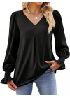 Kadın Uzun Kollu V Yakalı Salaş Ithal Krep Bluz