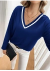 Kadın Uzun Kollu V Yakalı Viskon Iki Iplik Bluz