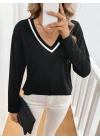 Kadın Uzun Kollu V Yakalı Viskon Iki Iplik Bluz