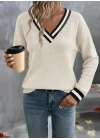 Kadın Uzun Kollu V Yakalı Waffle Bluz