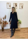 Kadın Uzun Kollu Yakalı Midi Viskon Iki Iplik Elbise