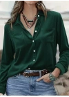 Kadın Uzun Kollu Yakalı önden Düğmeli Cep Detaylı Kadife Gömlek