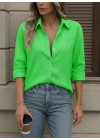 Kadın Uzun Kollu Yakalı önden Düğmeli Gömlek