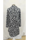 Kadın Uzun Kollu Yakalı önden Düğmeli Leopar Desenli Modal Midi Elbise