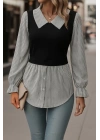 Kadın Uzun Kollu Yakalı önden Düğmeli Ottoman Bluz