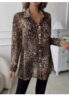 Kadın Uzun Kollu Yakalı önden Düğmeli şifon Gömlek
