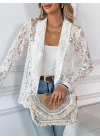 Kadın Uzun Kollu Yakalı önü Açık Dantelli Ceket