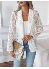 Kadın Uzun Kollu Yakalı önü Açık Dantelli Ceket