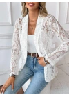 Kadın Uzun Kollu Yakalı önü Açık Dantelli Ceket