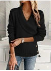 Kadın Uzun Kollu Yakalı Yandan Düğmeli Triko Bluz