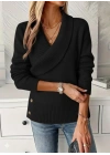 Kadın Uzun Kollu Yakalı Yandan Düğmeli Triko Bluz