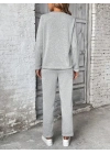 Kadın Uzun Kollu Yanları Nervurlu Viskon Iki Iplik Ve Pantolon Ikili Takım