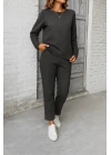 Kadın Uzun Kollu Yanları Nervurlu Viskon Iki Iplik Ve Pantolon Ikili Takım