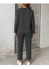 Kadın Uzun Kollu Yanları Nervurlu Viskon Iki Iplik Ve Pantolon Ikili Takım