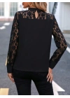 Kadın Uzun Kollu Yarı Balıkçı Yaka Dantelli Sandy Bluz