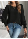 Kadın Uzun Kollu Yuvarlak Yaka Aerobin Bluz