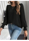 Kadın Uzun Kollu Yuvarlak Yaka Aerobin Bluz