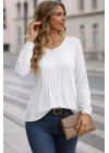 Kadın Uzun Kollu Yuvarlak Yaka Nervürlü Bluz
