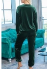 Kadın Uzun Kollu Yuvarlak Yakalı Kadife Bluz Ve Pantolon Takım