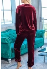 Kadın Uzun Kollu Yuvarlak Yakalı Kadife Bluz Ve Pantolon Takım