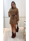 Kadın Uzun Kollu Yuvarlak Yakalı Kısa Triko Elbise