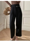 Kadın Yan Deri Kemerli şık Havuç Pantolun