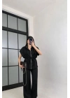 Kadın Yarasa Kol Fermuar Ve Lastikli Bağcık Detay Ceket Pantolon Ikili Takım