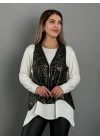 Kadın Yılan Desen Fermuar Detay Yelek Ve Asimetrik Kesim Bluz Salaş Ikili Takım