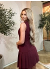 Kadın Yılbaşı özel Bisiklet Yaka Kolsuz Eteği Pileli Mini Elbise