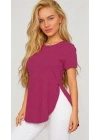 Kadın Yırtmaç Detaylı Viskon Kumaş Bluz