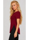 Kadın Yırtmaç Detaylı Viskon Kumaş Bluz