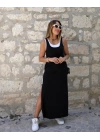 Kadın Yırtmaç Detaylı Viskon Kumaş Maxi Boy Cepli Iç Dahil Ikili Elbise